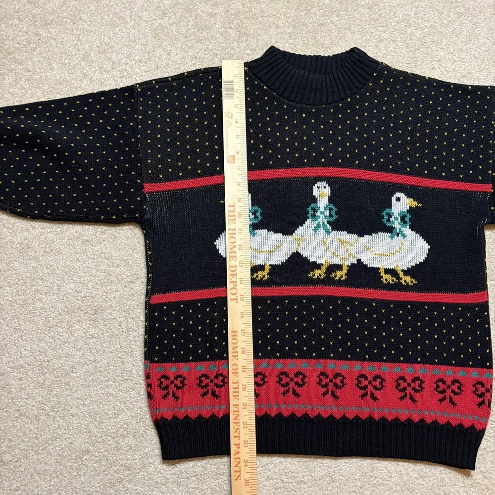 Vtg Private Eyes Geese Sweater Womens Large Black Goose Novelty Knit USA 80s 90s - Picture 5 of 9